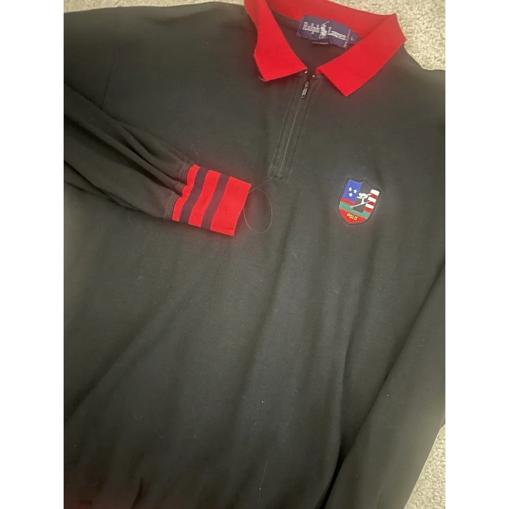 Vintage 90s Polo Ralph Lauren 1/4 Zip Suicide Ski Patch Pullover Mens Large‎